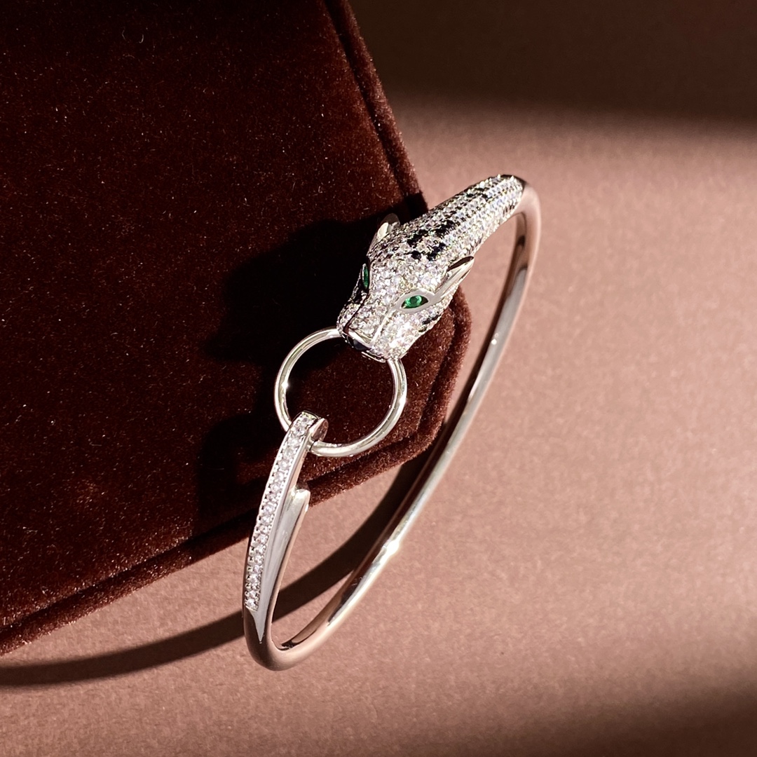 CTS025 Full diamond Panther leopard bracelet - ccjewelryacc