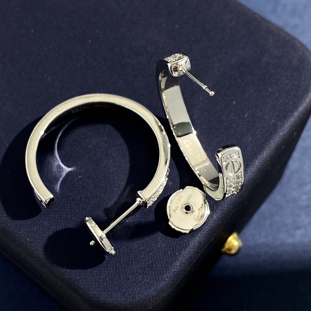 CTE031 LOVE hoop earrings, medium model, paved - ccjewelryacc