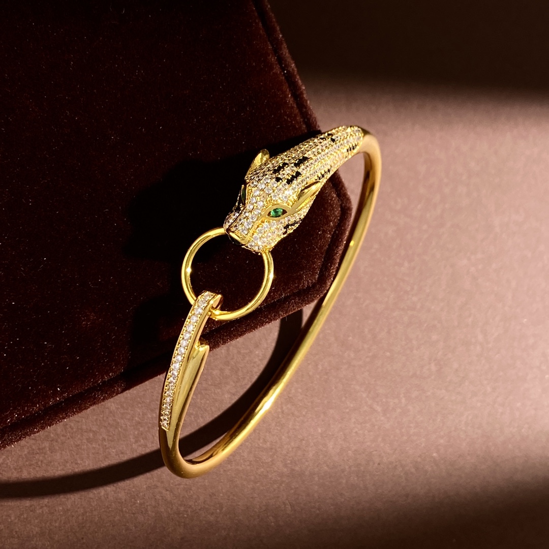 CTS025 Full diamond Panther leopard bracelet - ccjewelryacc