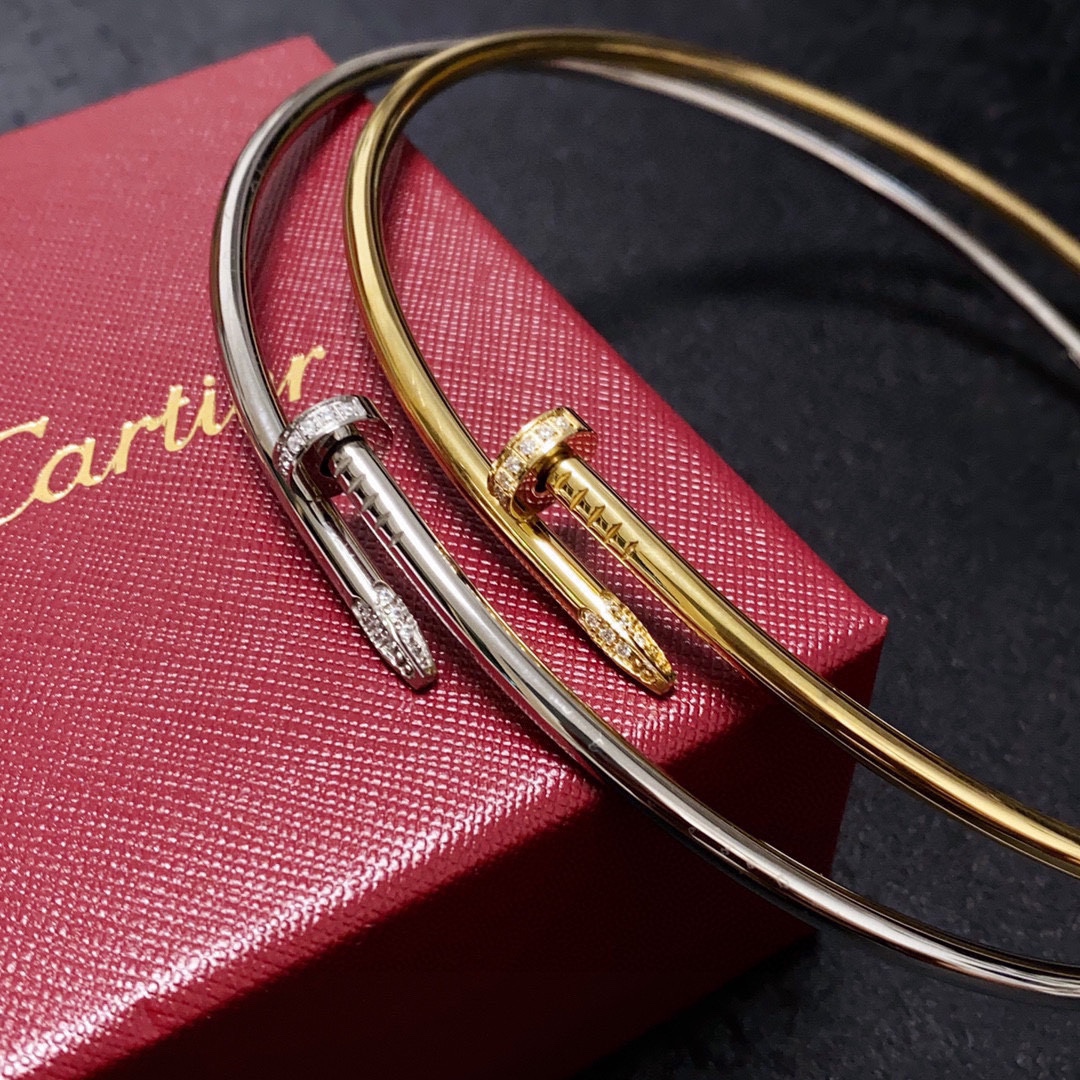 CTN024 Juste un Clou torque necklace, small model, diamonds - ccjewelryacc