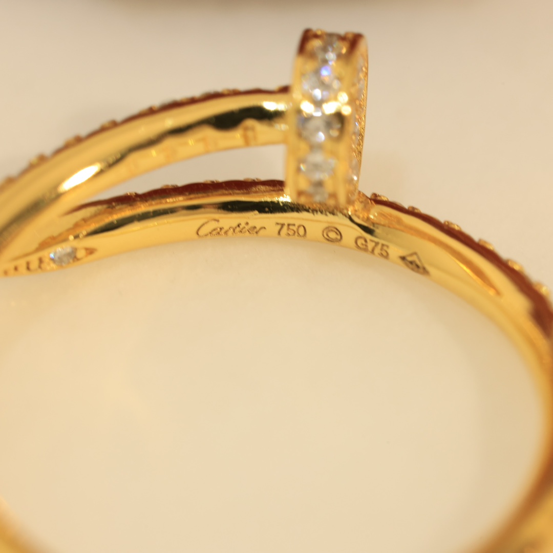 CTR006 18k Juste un Clou ring, small model, half-paved S925 Sterling silver - ccjewelryacc