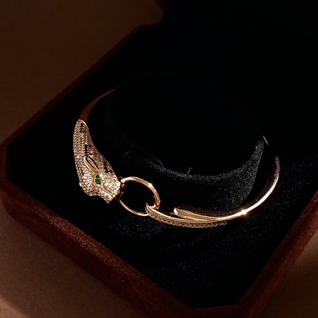 CTS025 Full diamond Panther leopard bracelet - ccjewelryacc