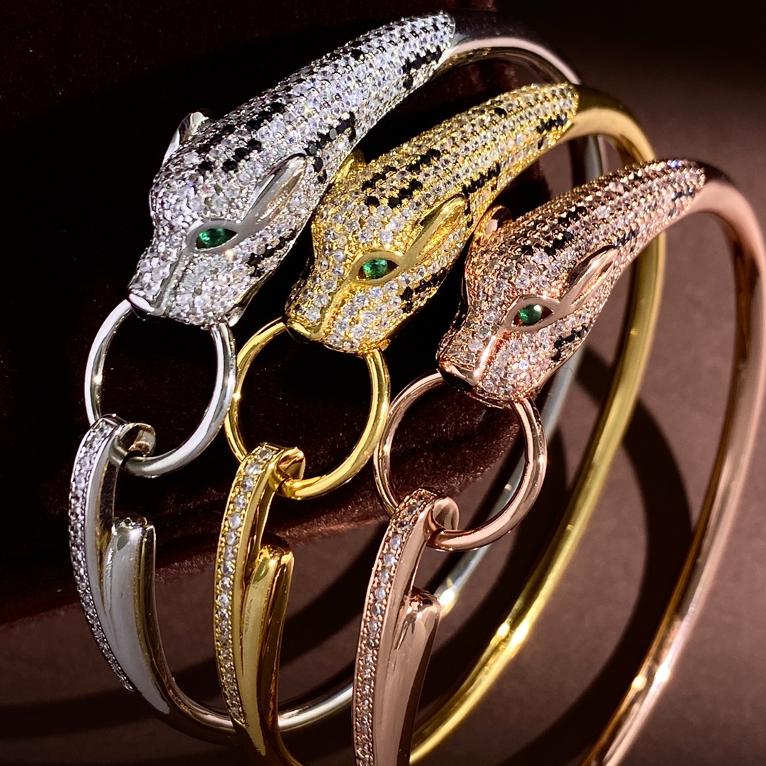 CTS025 Full diamond Panther leopard bracelet - ccjewelryacc