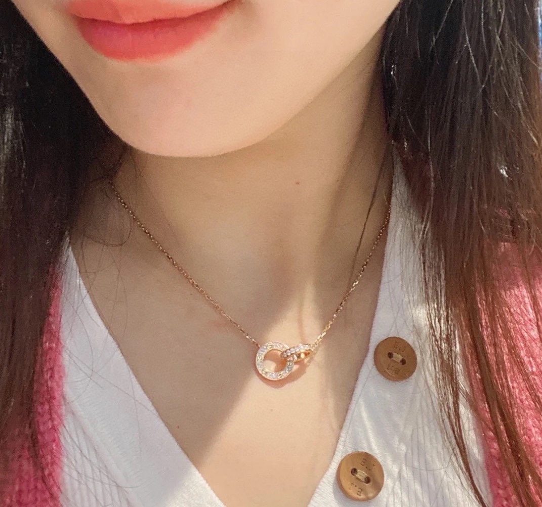 CTNV008 18K Gold LOVE pendant necklace , paved - ccjewelryacc