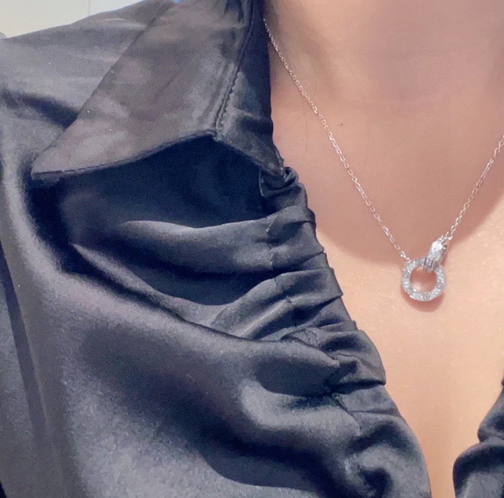 CTNV008 18K Gold LOVE pendant necklace , paved - ccjewelryacc