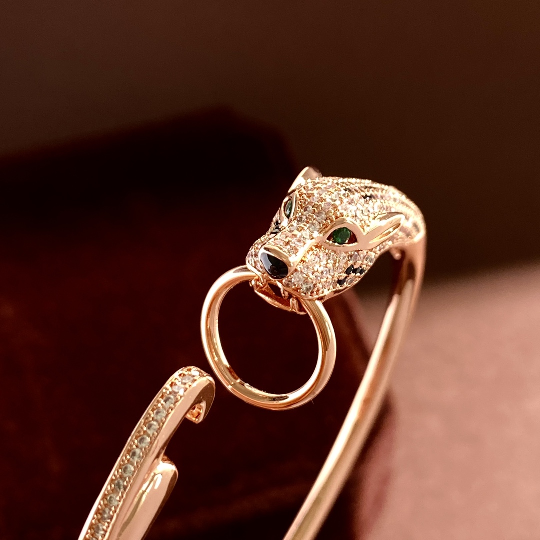 CTS025 Full diamond Panther leopard bracelet - ccjewelryacc