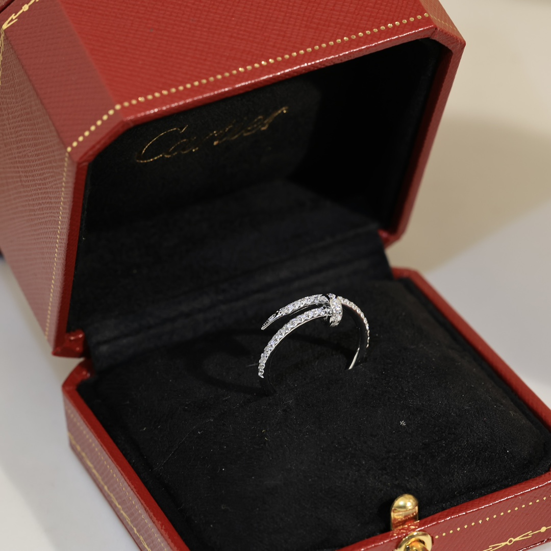 CTR006 18k Juste un Clou ring, small model, half-paved S925 Sterling silver - ccjewelryacc