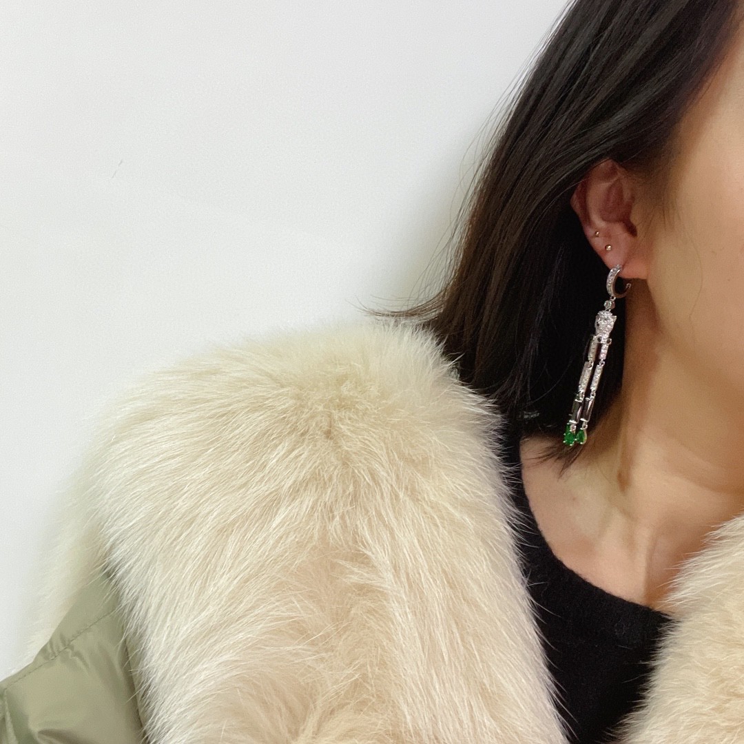 CTEV009 18K WHITE GOLD PANTHÈRE DE CARTIER EARRINGS - ccjewelryacc