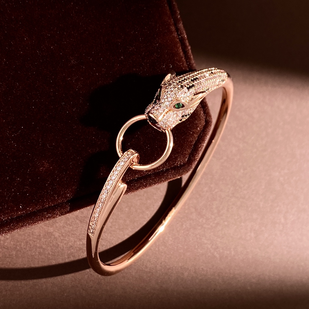 CTS025 Full diamond Panther leopard bracelet - ccjewelryacc