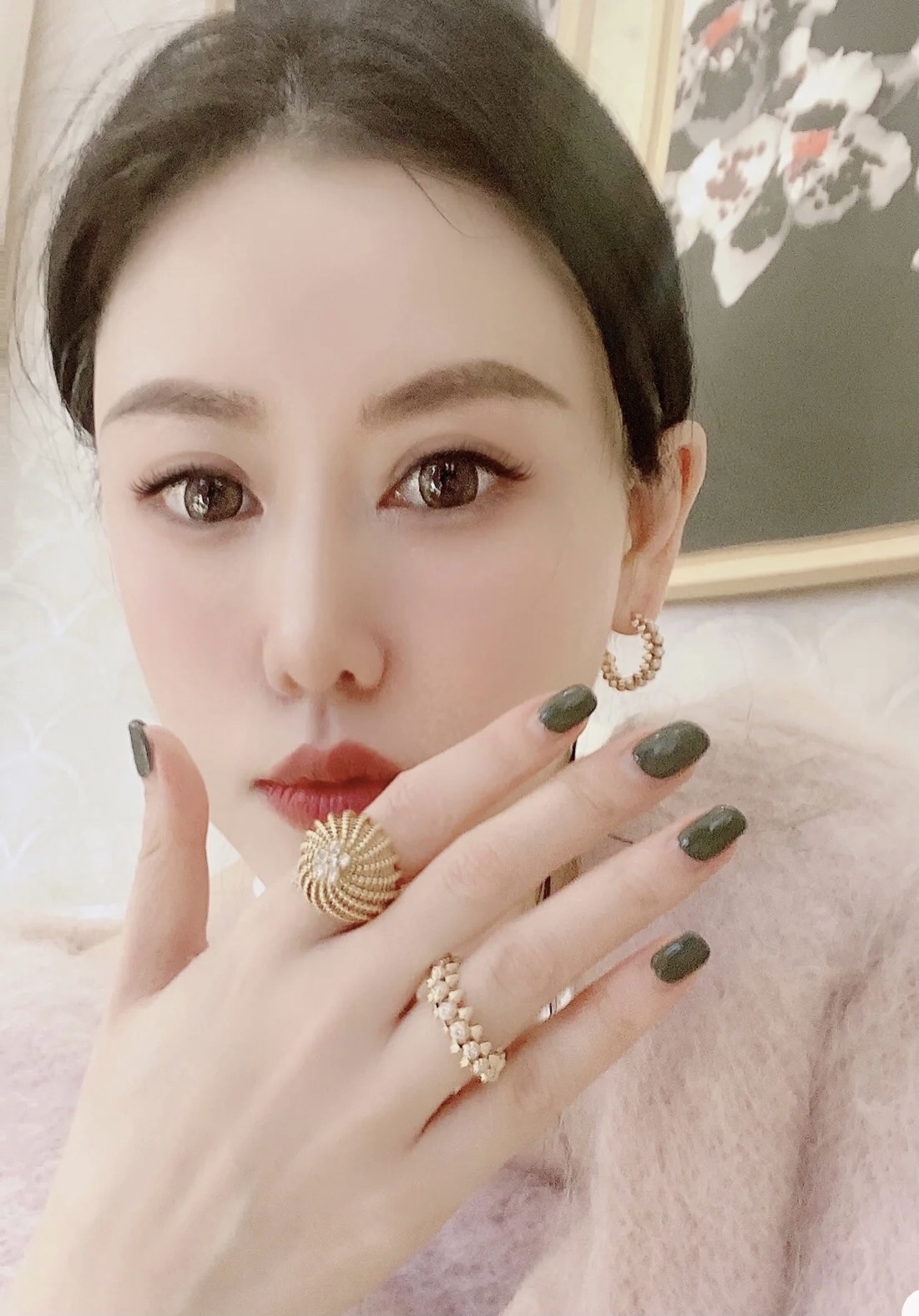 CTRV001 V-Gold metal Clash de ring with diamond - ccfashionjewelry