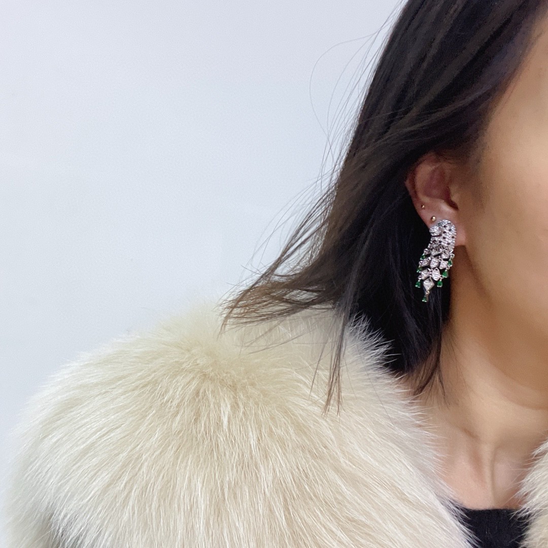 CTEV006 18k Gold full diamond panthère de cartier earrings - ccjewelryacc