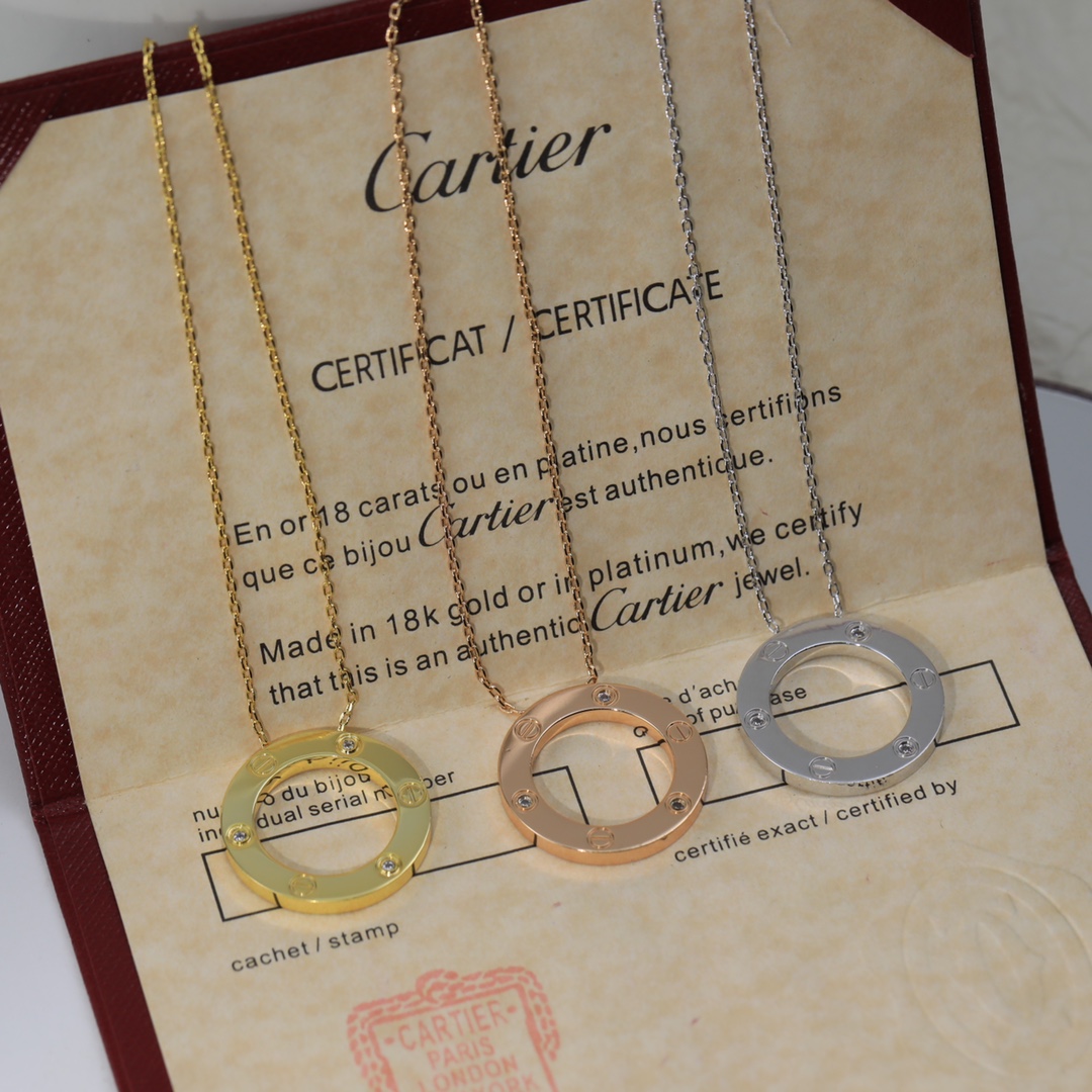 CTNV003 18K Gold LOVE pendant necklace, 3 diamonds - ccjewelryacc