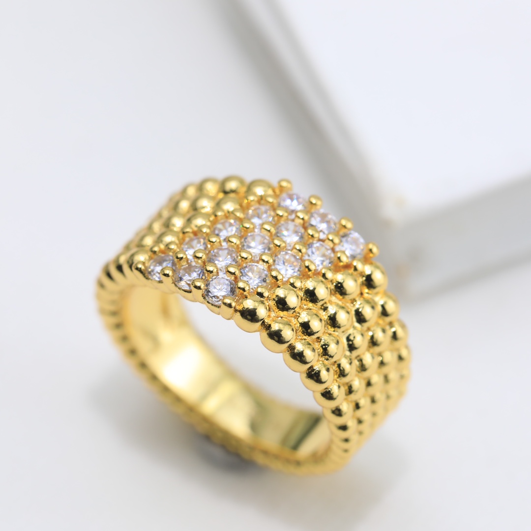 VCRV002 18K Gold VCA Perlée diamonds ring, 5 rows - ccjewelryacc