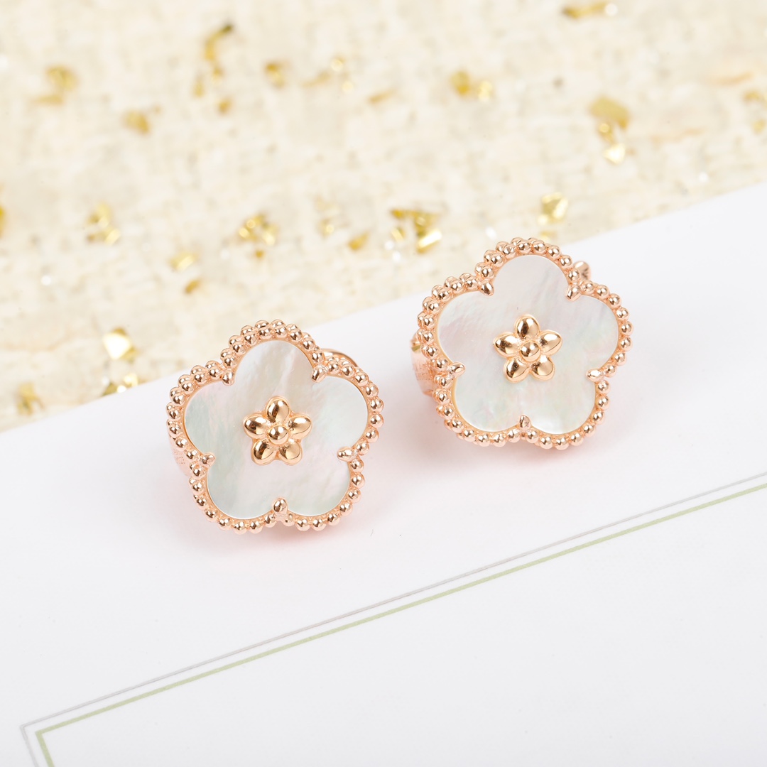 VCES004 18k rose gold vca Lucky spring earrings clip - ccjewelryacc