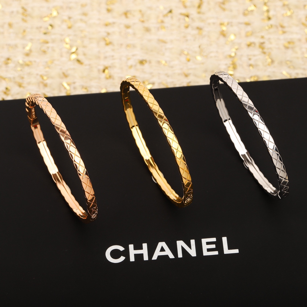 CCSV001 18K Gold Narrow Mini COCO Crush Bangle Bracelet - ccjewelryacc