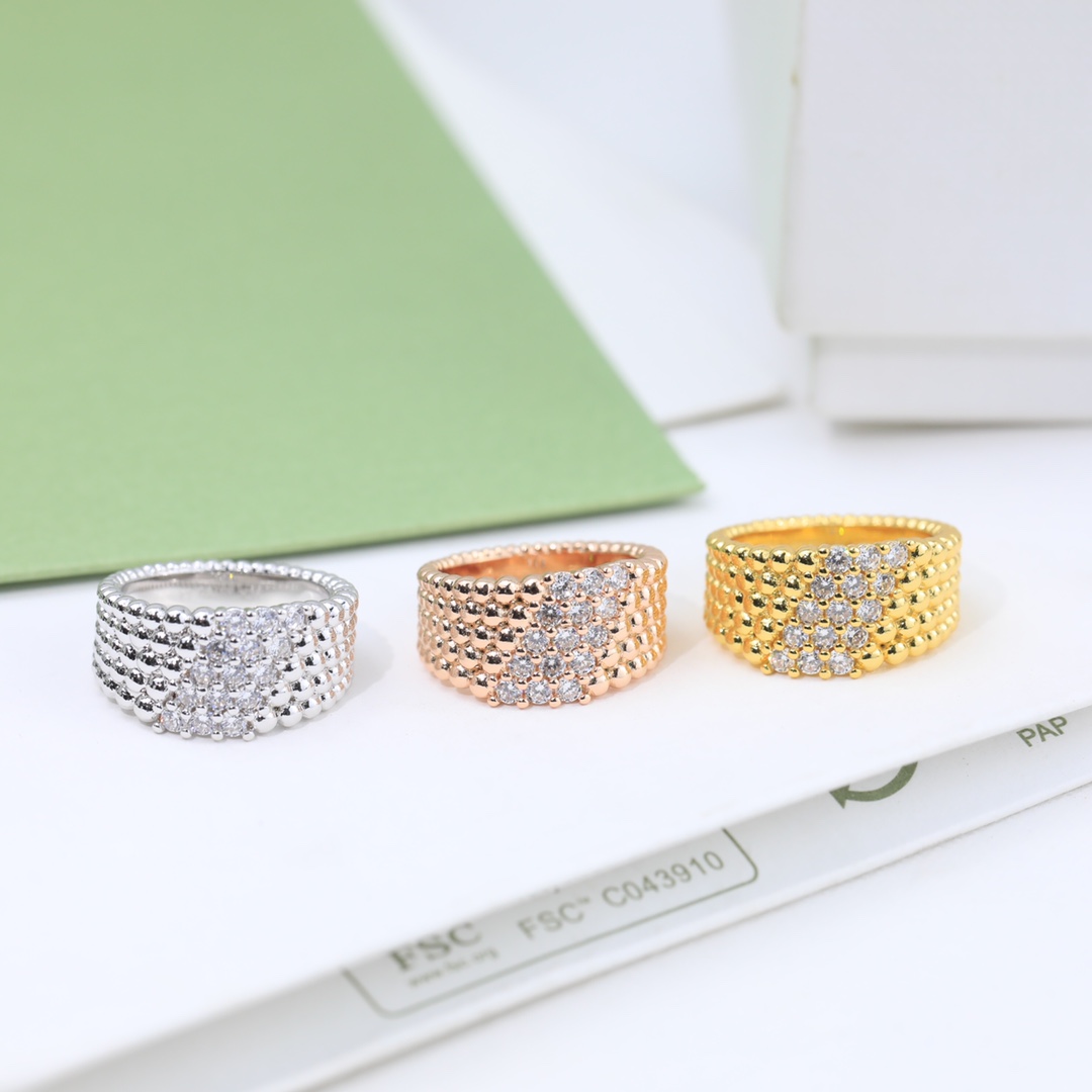 VCRV002 18K Gold VCA Perlée diamonds ring, 5 rows - ccjewelryacc