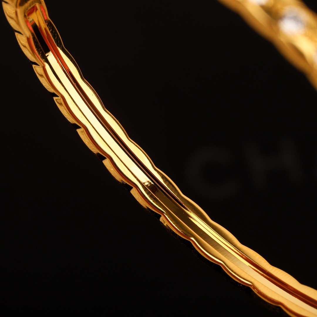 CCSV001 18K Gold Narrow Mini COCO Crush Bangle Bracelet - ccjewelryacc