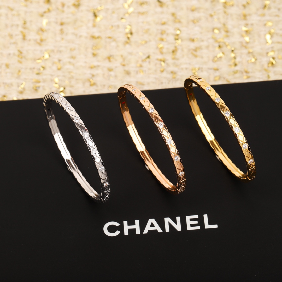 CCSV001 18K Gold Narrow Mini COCO Crush Bangle Bracelet - ccjewelryacc