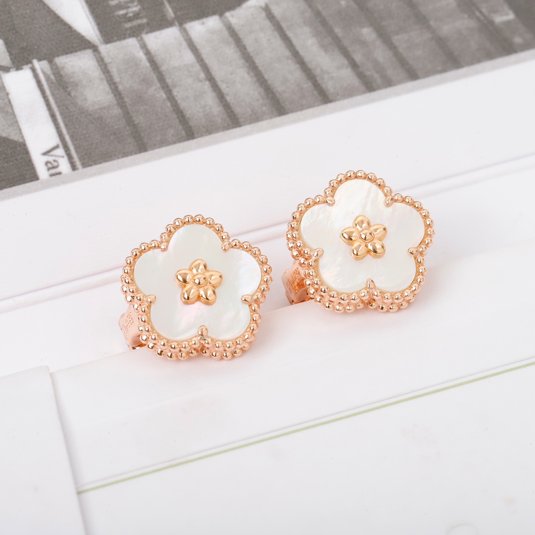 VCES004 18k rose gold vca Lucky spring earrings clip - ccfashionjewelry