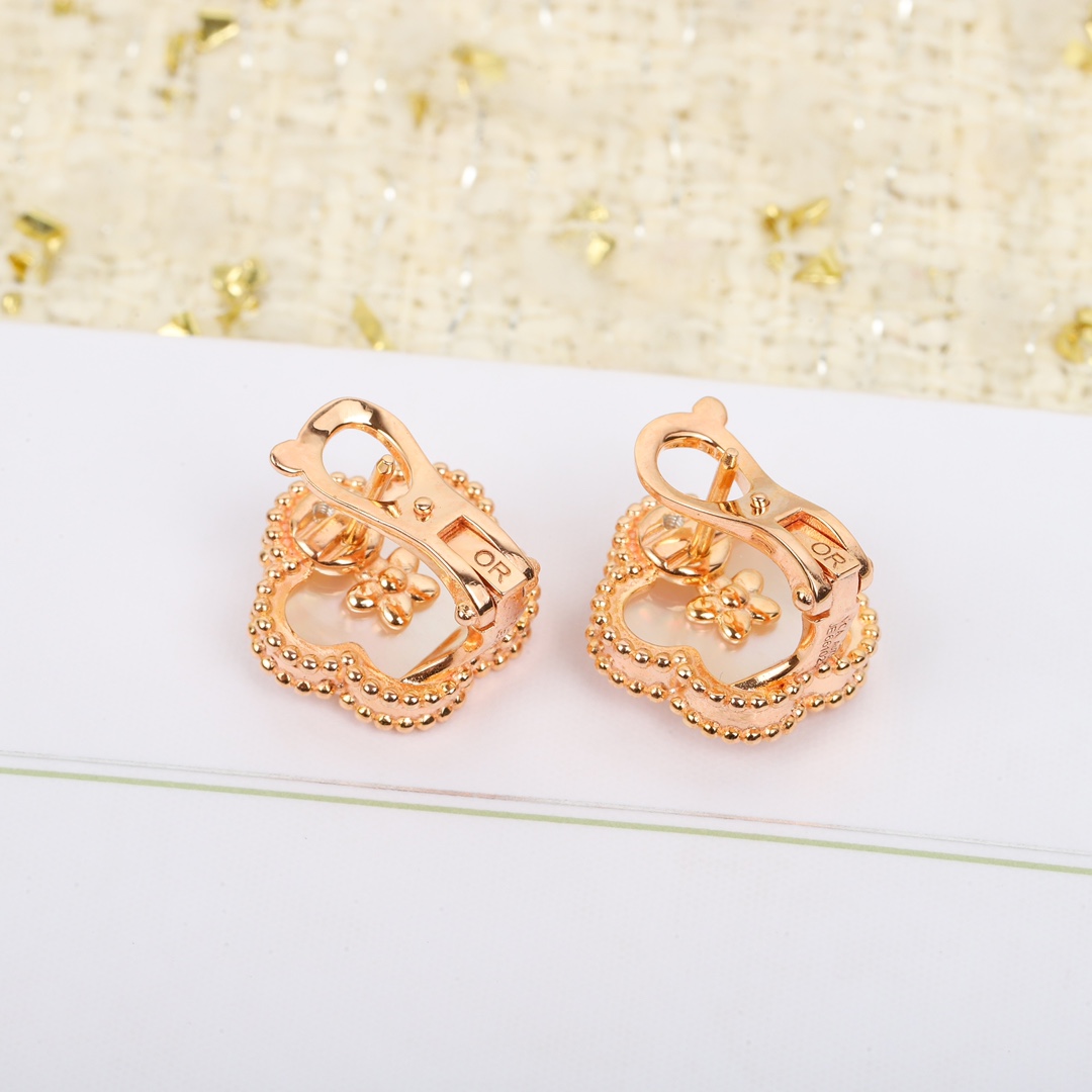 VCES004 18k rose gold vca Lucky spring earrings clip - ccjewelryacc