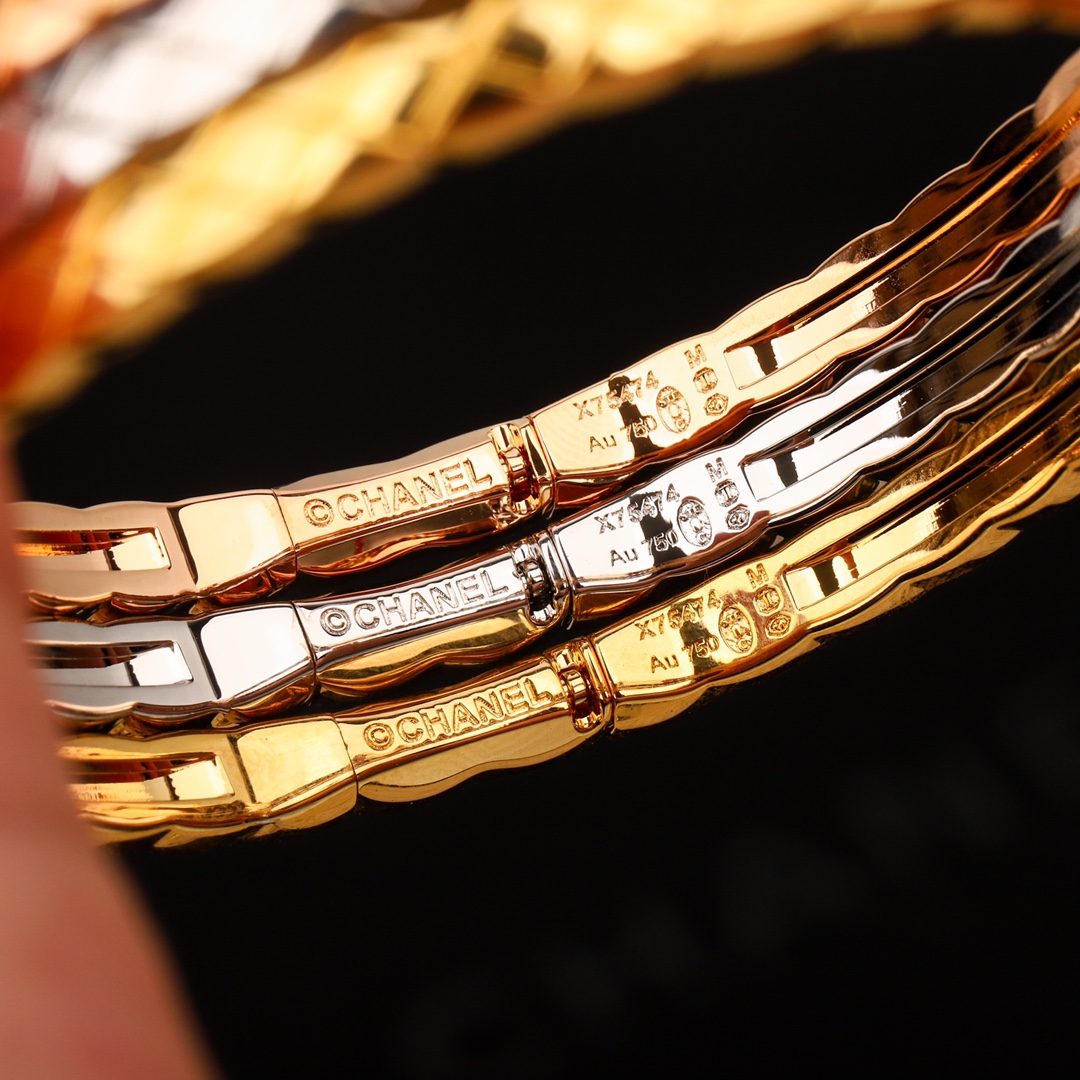 CCSV001 18K Gold Narrow Mini COCO Crush Bangle Bracelet - ccjewelryacc