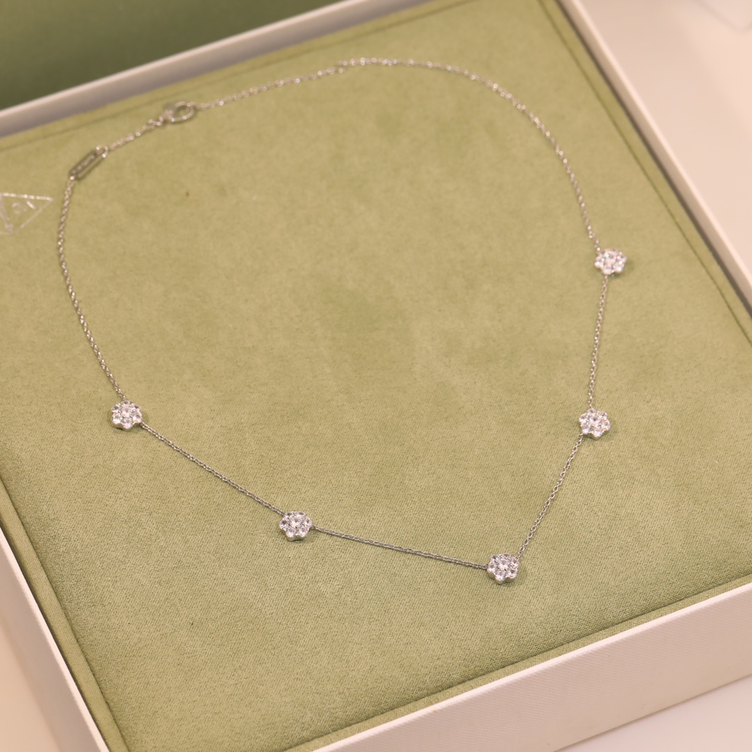 VCNV001 18k Rose Gold/White Gold VCA diamond Fleurette necklace 5 motif - ccjewelryacc