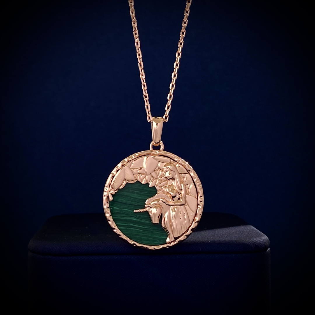 VCN015 Vca embossment zodiac Long chain sweater necklace - ccjewelryacc