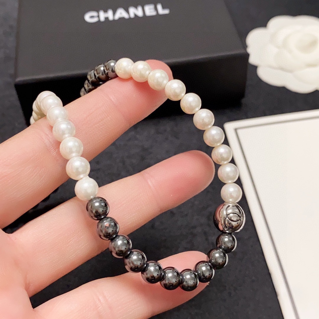 CCN488 CC black gallstone pearl choker necklace - ccjewelryacc