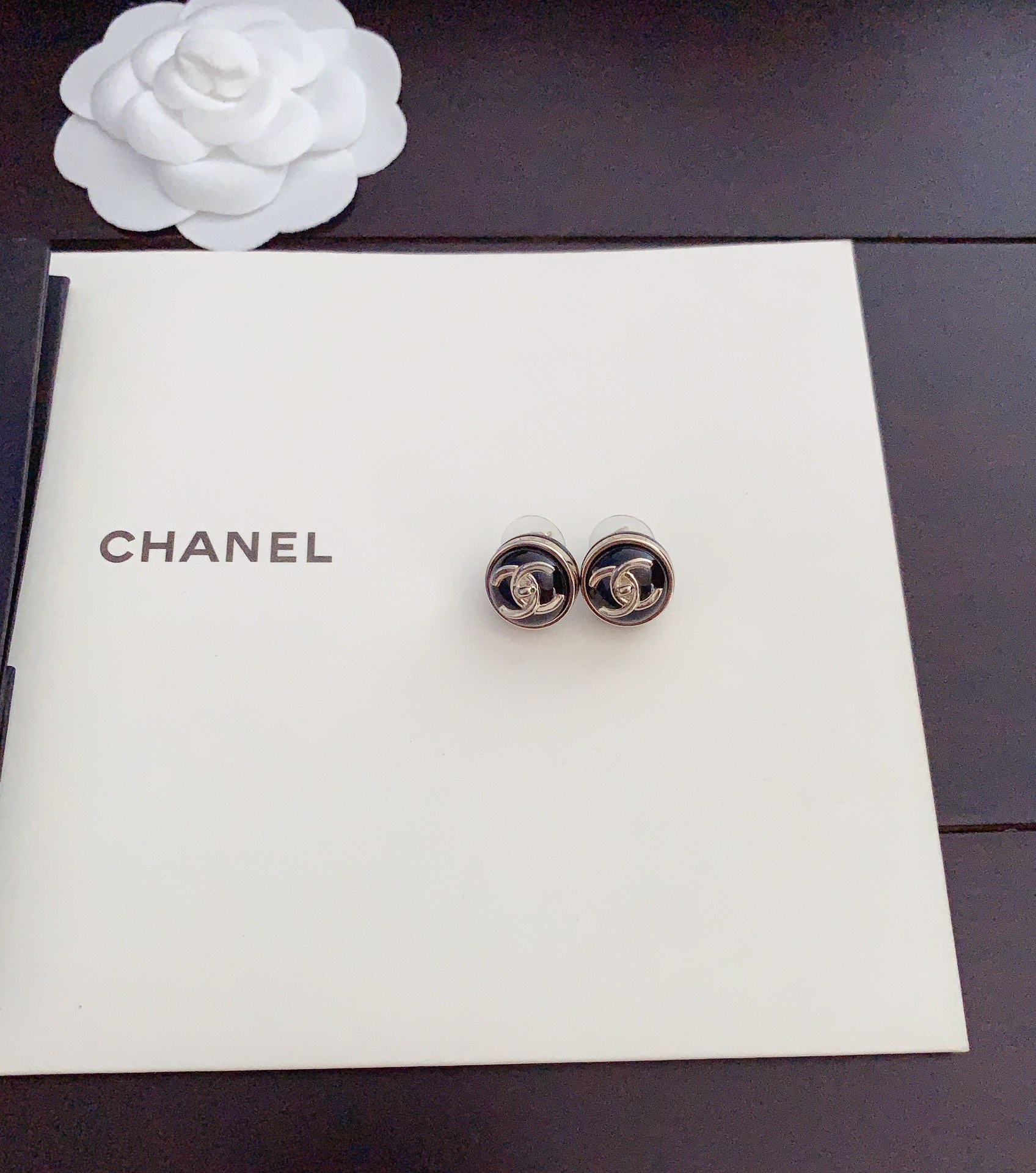 CCN490 Resin CC Logo leather choker necklace stud earring - ccjewelryacc