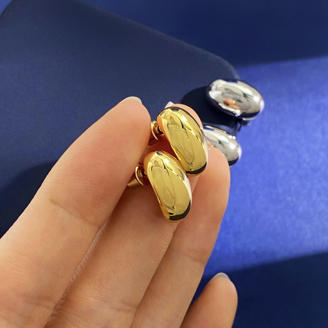 OJE0006  Metal smooth peas oval stud earrings - ccjewelryacc