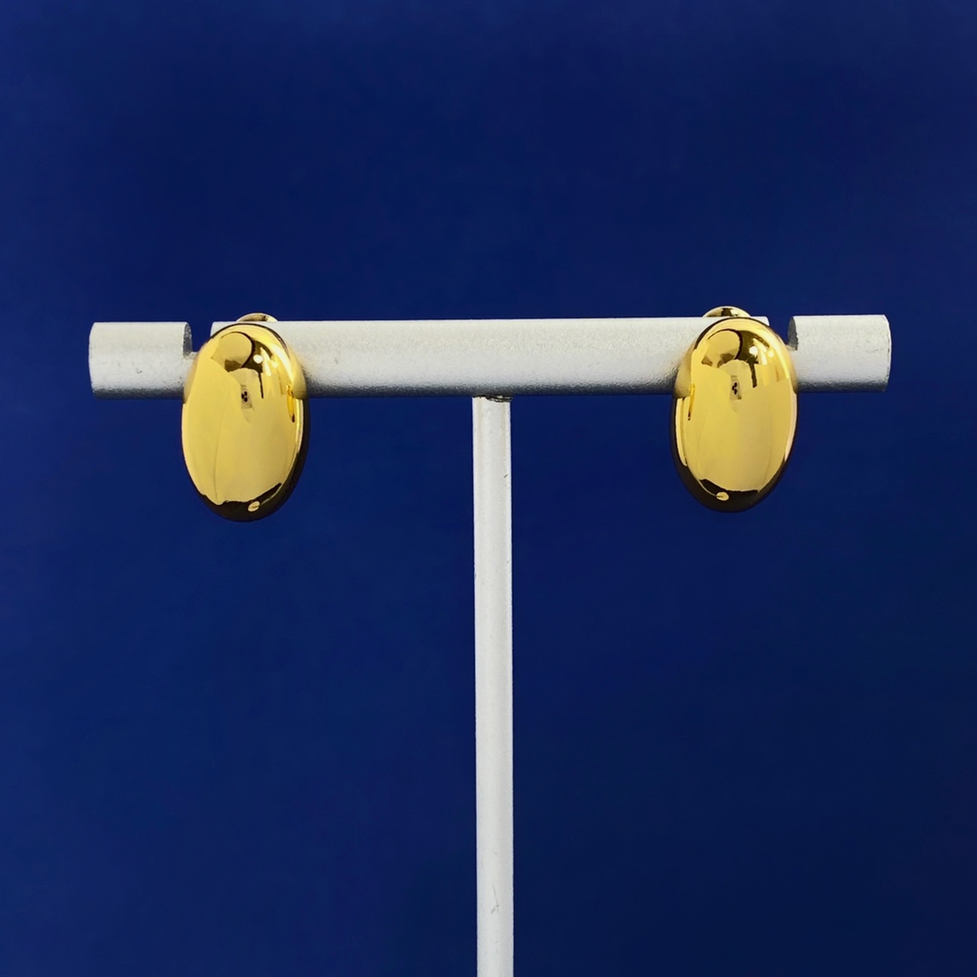 OJE0006  Metal smooth peas oval stud earrings - ccjewelryacc