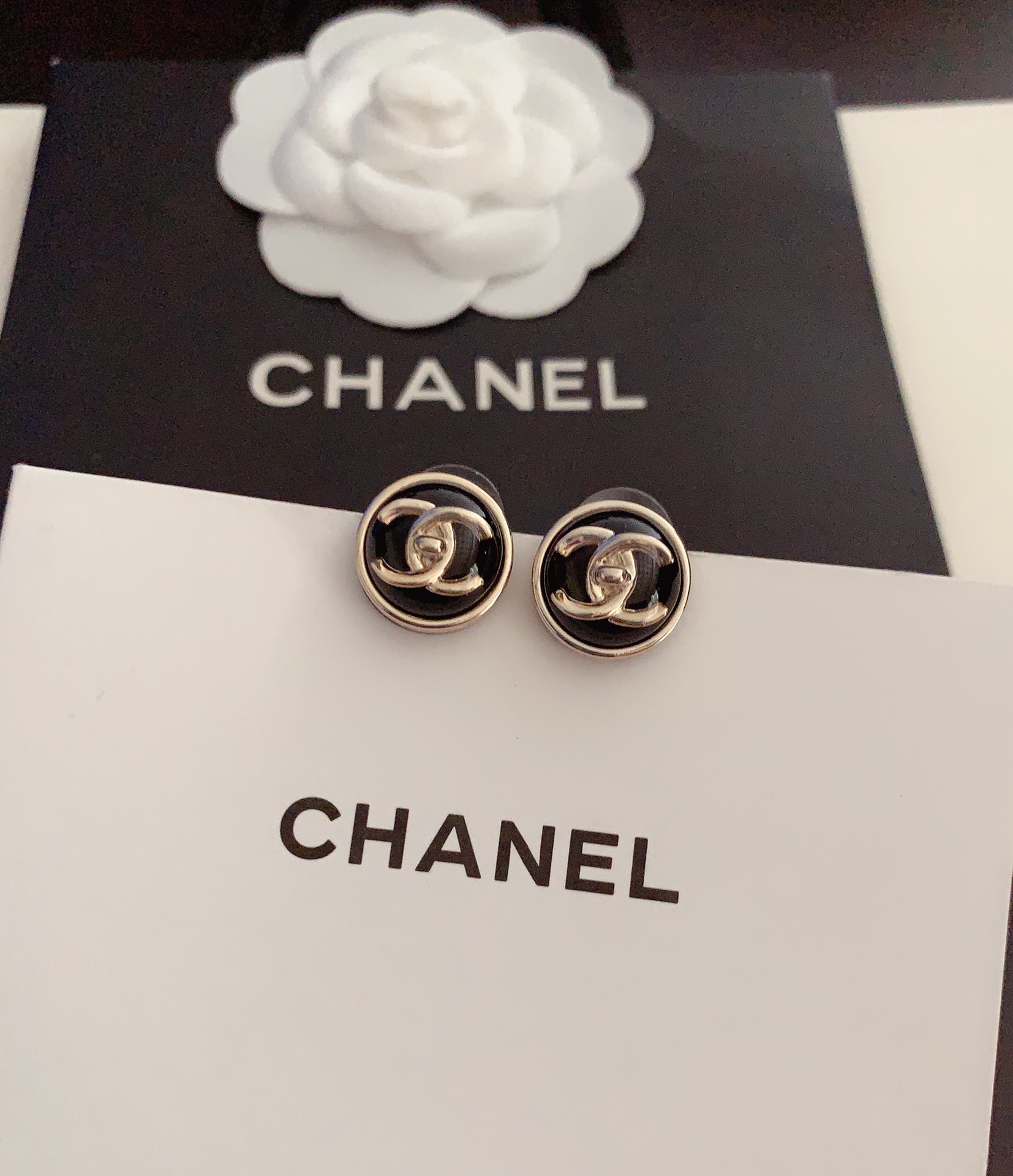 CCN490 Resin CC Logo leather choker necklace stud earring - ccjewelryacc