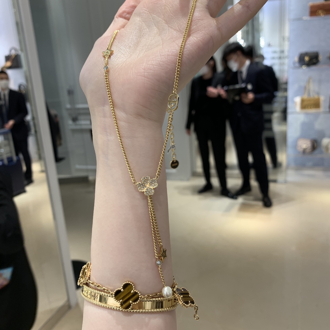 CDN337 CD Swarovski crystal Four Leaf Clover Necklace - ccjewelryacc