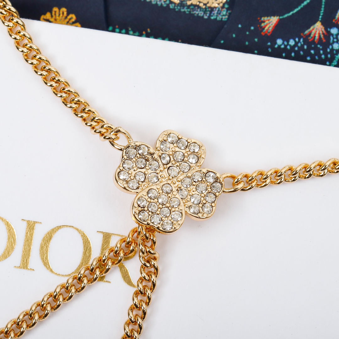 CDN337 CD Swarovski crystal Four Leaf Clover Necklace - ccjewelryacc