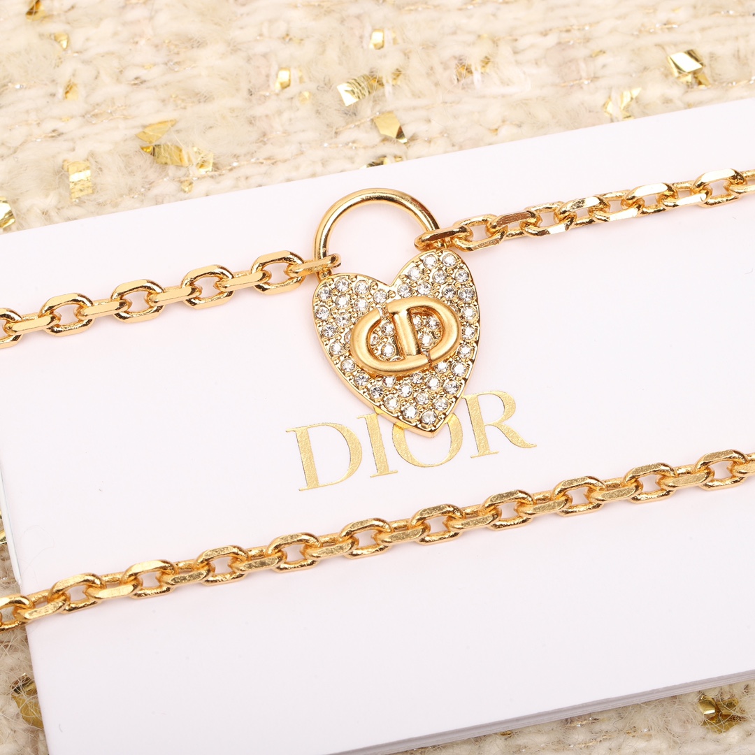 CDN338 CD Swarovski crystal Heart double-deck Necklace - ccjewelryacc