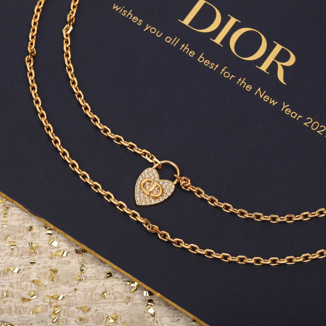 CDN338 CD Swarovski crystal Heart double-deck Necklace - ccfashionjewelry