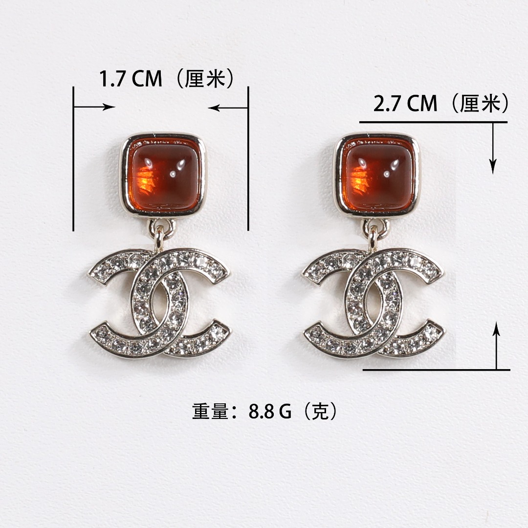 CCE794 Vintage crystal CC Logo earrings - ccjewelryacc