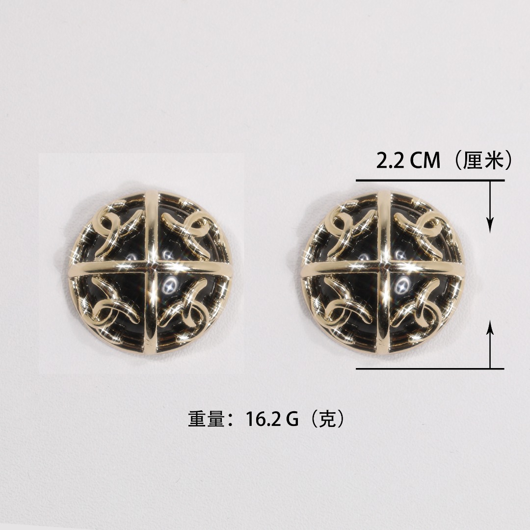 CCE803 Metal Gold Round Hollow acrylic button stud earrings - ccjewelryacc