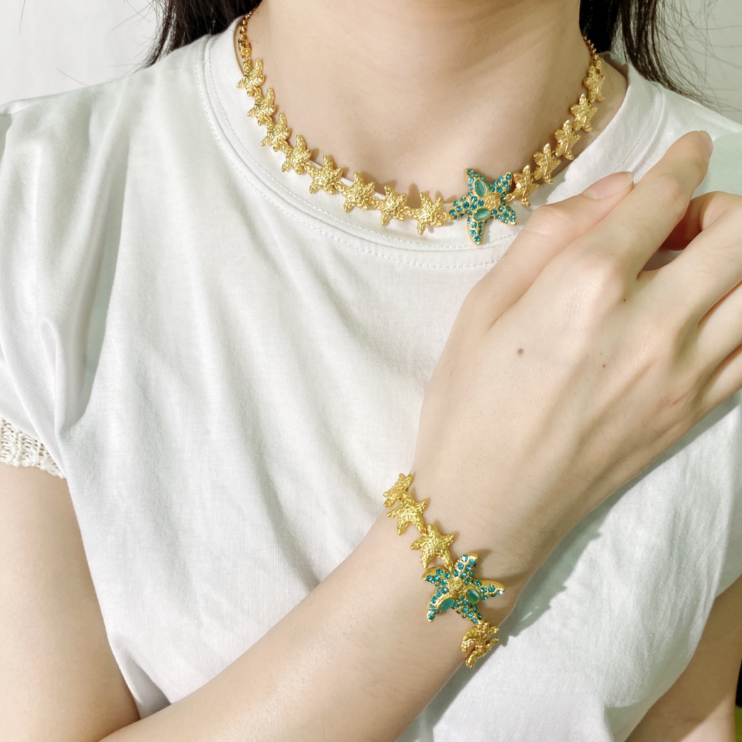 VSN054 Ancient Greek style Medusa incarnate starfish  bracelet necklace set - ccjewelryacc