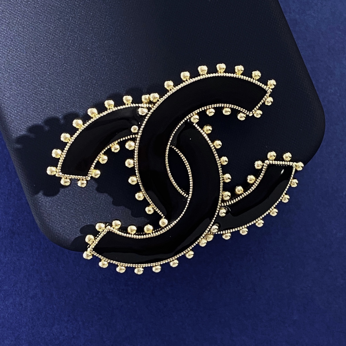 BCB087 Black enamel CC brooch - ccjewelryacc