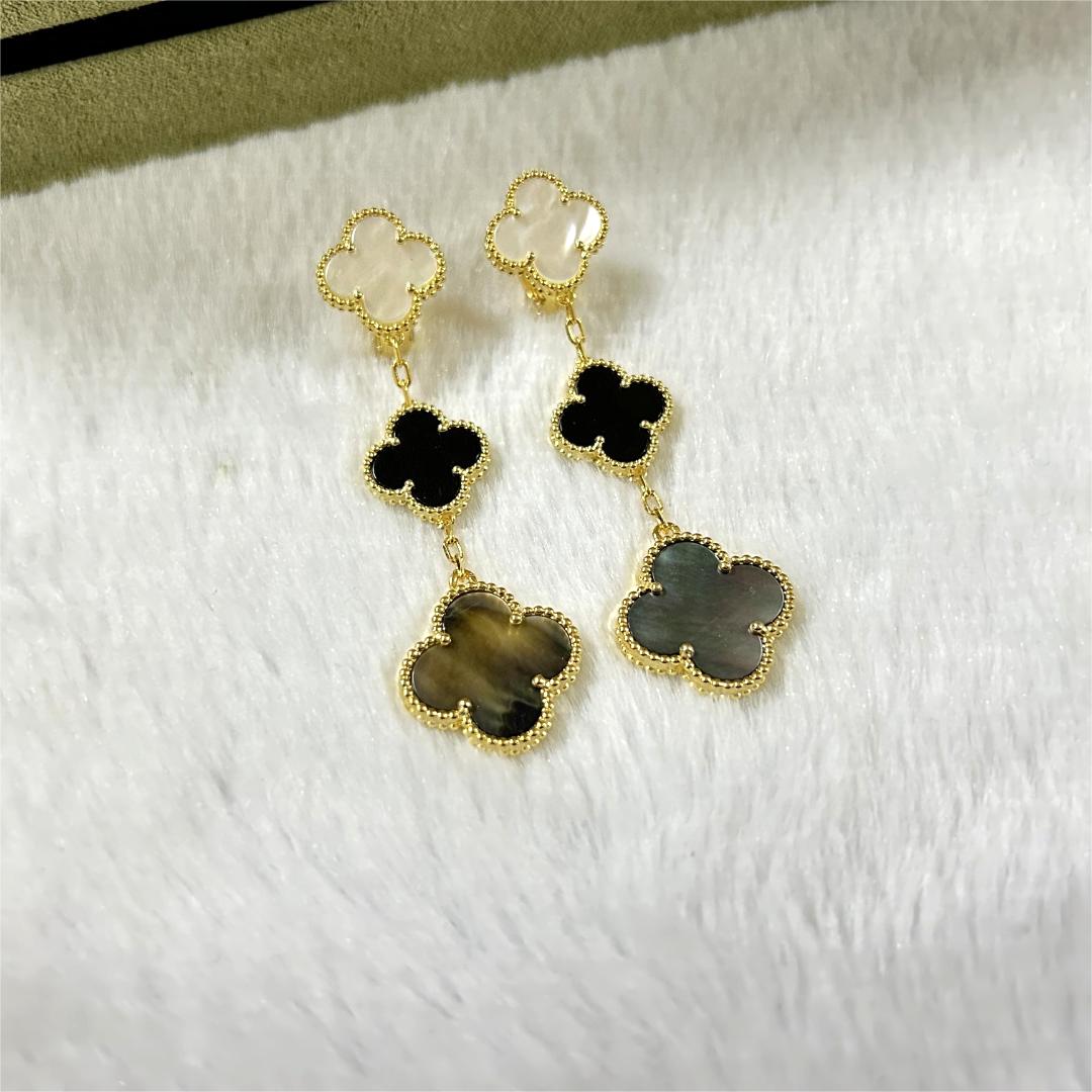 VCE035 VCA Magic Alhambra stud earring clip 3 motifs - ccfashionjewelry