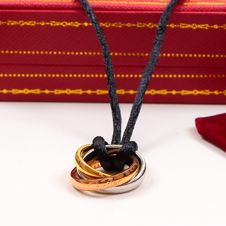 CTN027 Trinity pendant necklace With black rope - ccfashionjewelry
