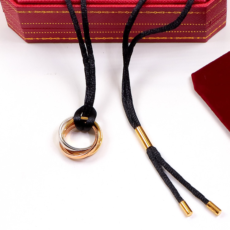 CTN027 Trinity pendant necklace With black rope - ccjewelryacc