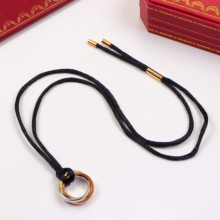 CTN027 Trinity pendant necklace With black rope - ccjewelryacc