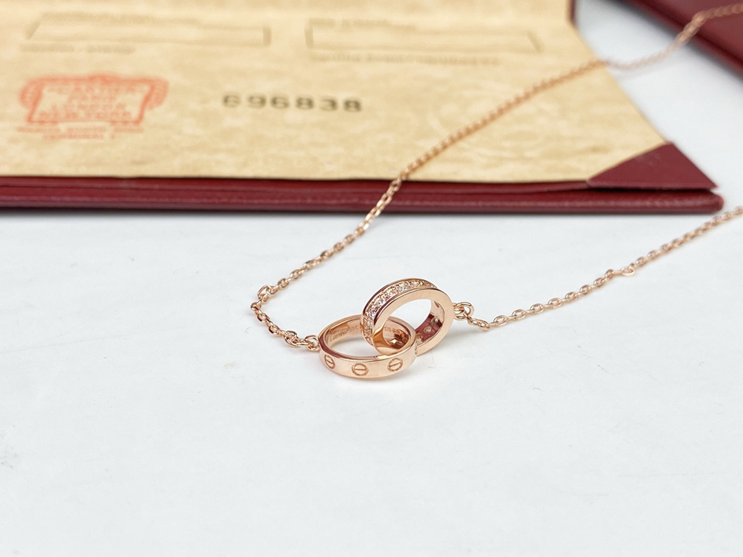 CTN005 LOVE pendant Necklace, half-paved - ccjewelryacc