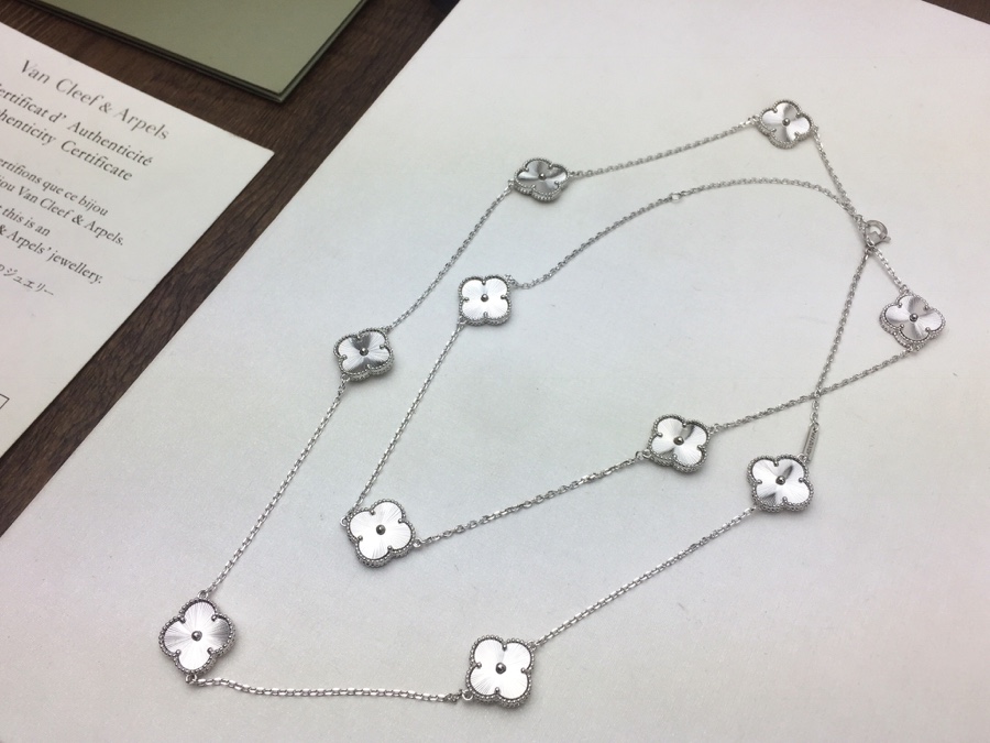 VCN026  VCA 10 motif vintage alhambra long necklace - ccjewelryacc