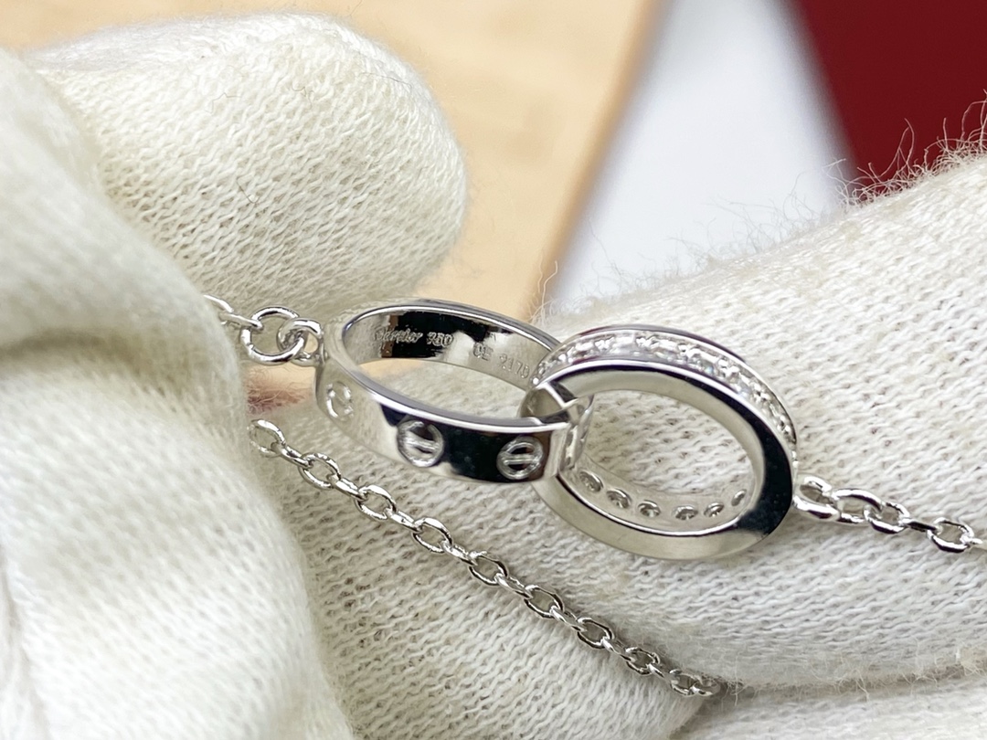 CTN005 LOVE pendant Necklace, half-paved - ccjewelryacc