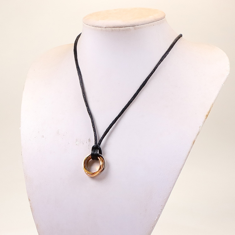 CTN027 Trinity pendant necklace With black rope - ccjewelryacc