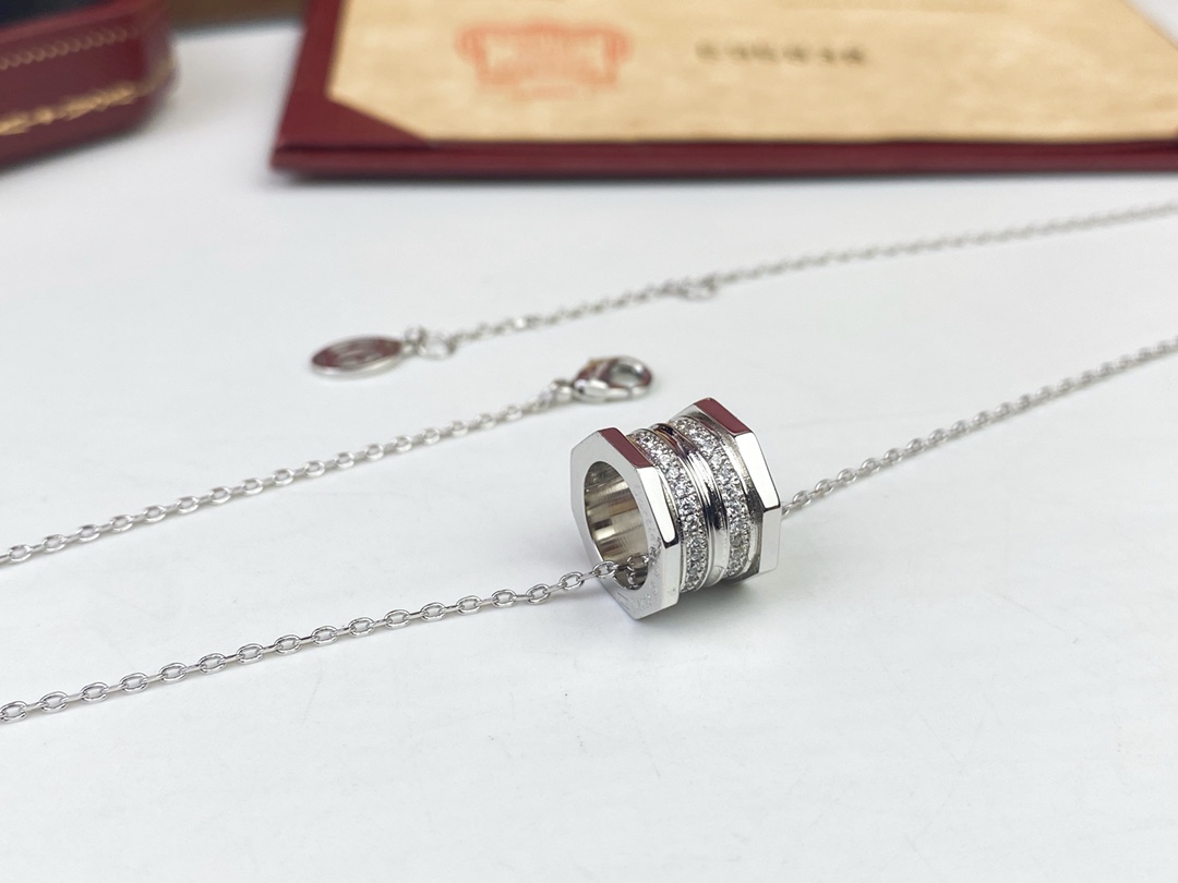 CTN019 Ecrou de Screw cap with diamond pendant necklace - ccjewelryacc