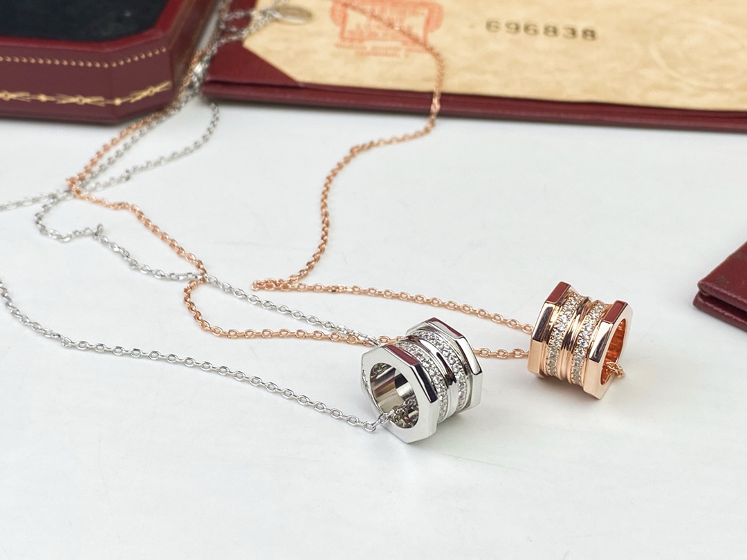 CTN019 Ecrou de Screw cap with diamond pendant necklace - ccjewelryacc